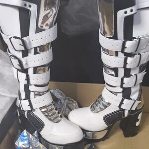 Stylish White and Black Women's Boots
